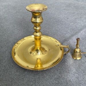 1960’s Brass Chamberstick Collector item with snuffer Candle holder
